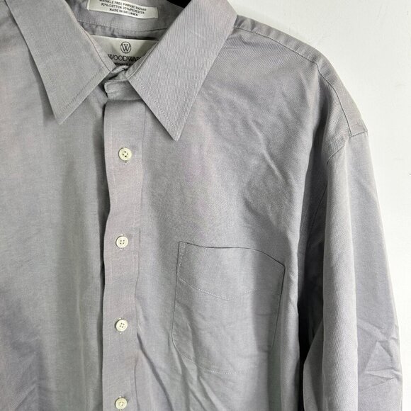 Woodward Men's Light Gray Wrinkle Free Dress Shirt Size 17.5 - 34/35 - Picture 2 of 4